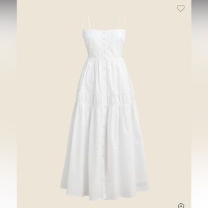 J. Crew A-line Midi Tiered Cotton White Dress